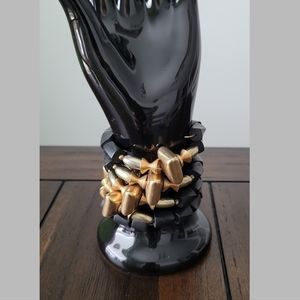 Vintage Beaded Wire Arm Cuff Spring Wrap Bracelet